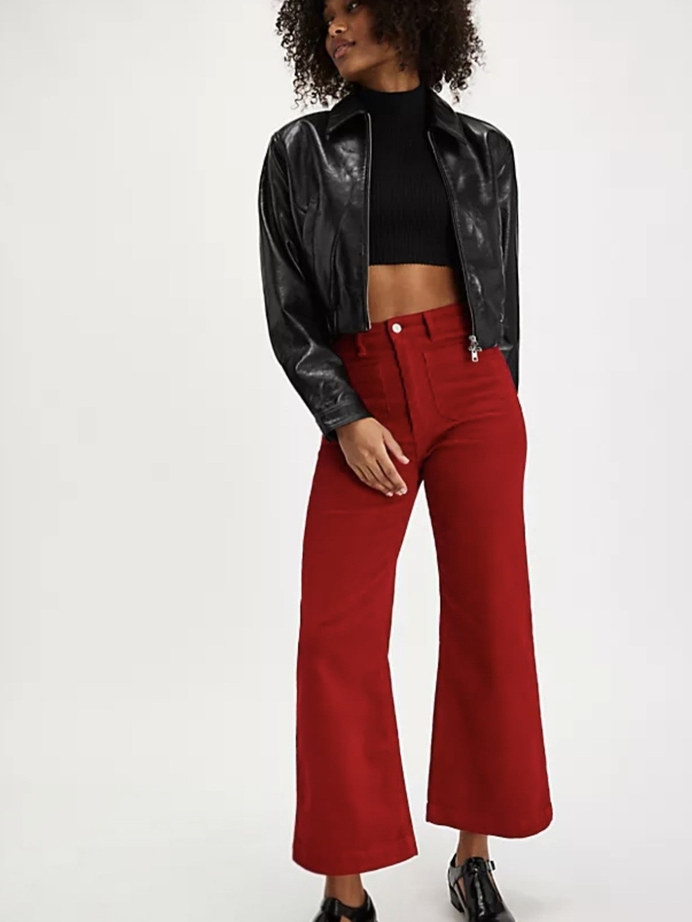 ROLLA'S Sailor High-Rise Wide-Leg Corduroys — Red